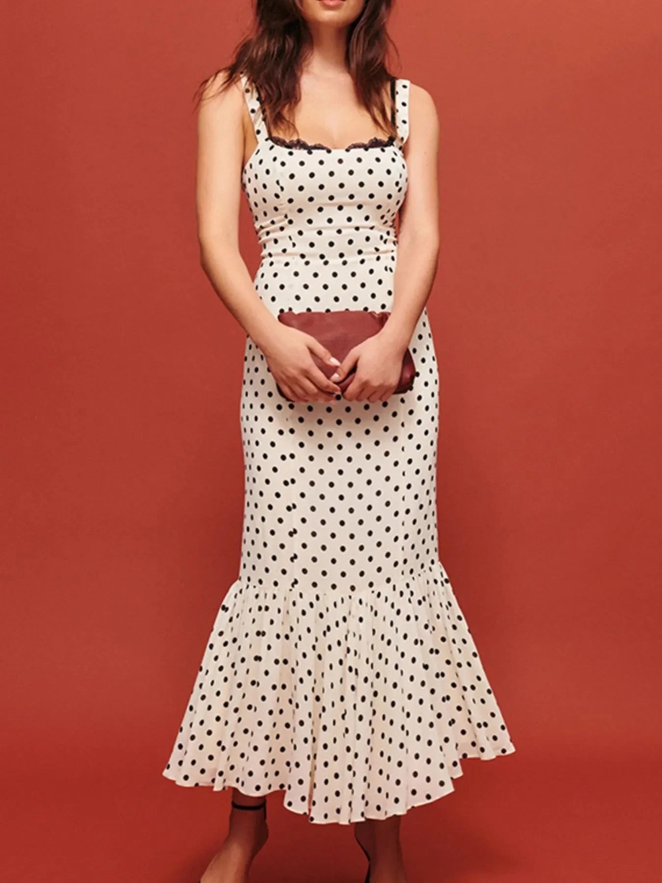 Polka Dot Sweetheart Neckline Maxi Dress - tif-shop24.de