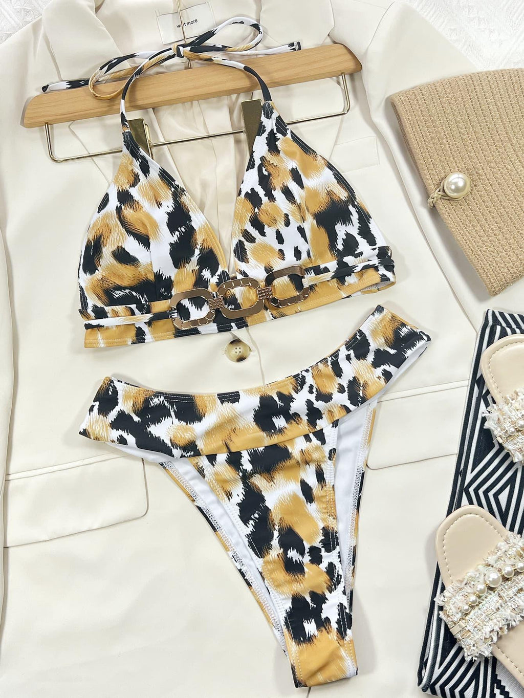 Animal Print Halter Neck Bikini Set - tif-shop24.de