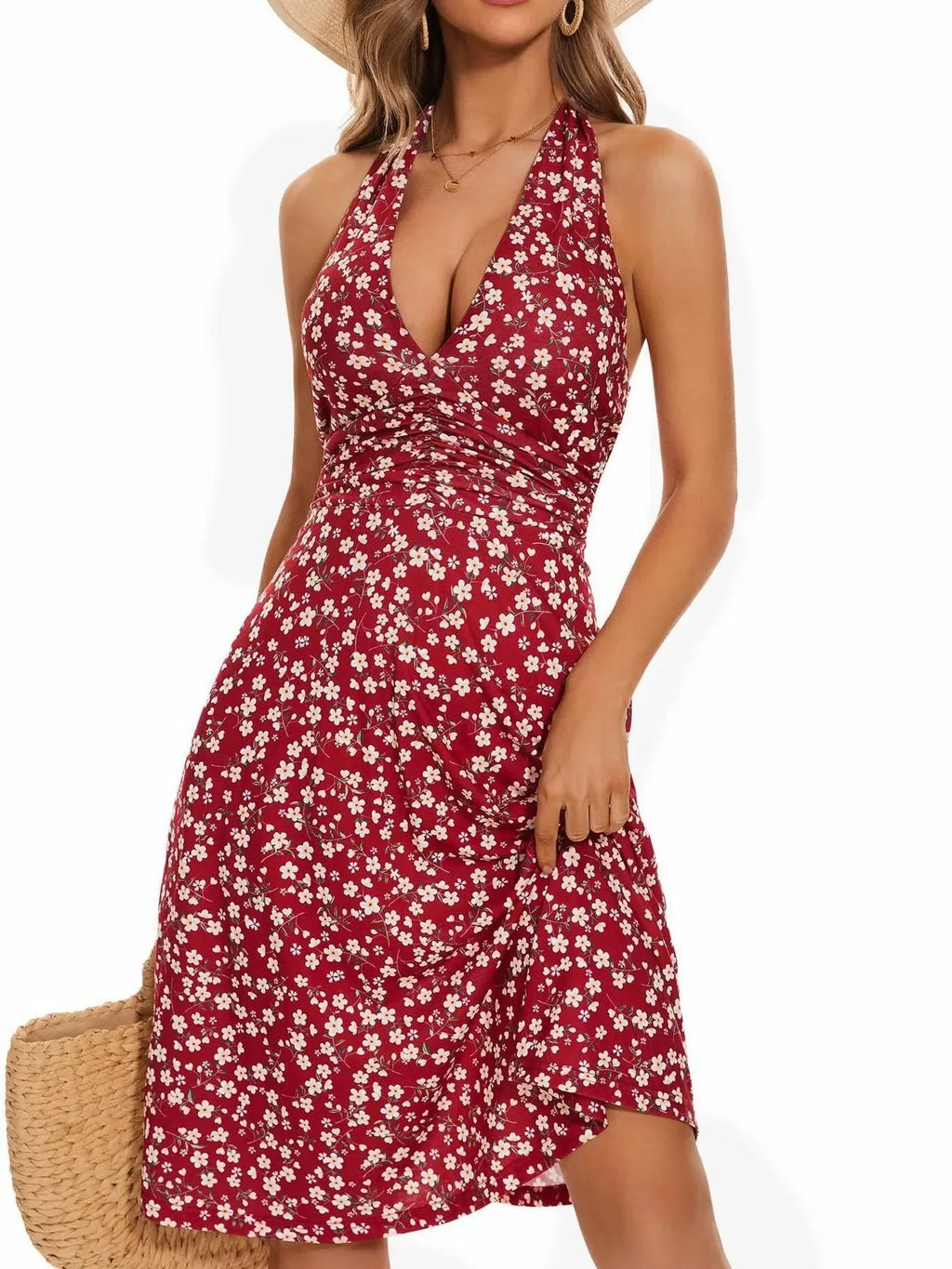 Printed Halter Neck Dress - tif-shop24.de