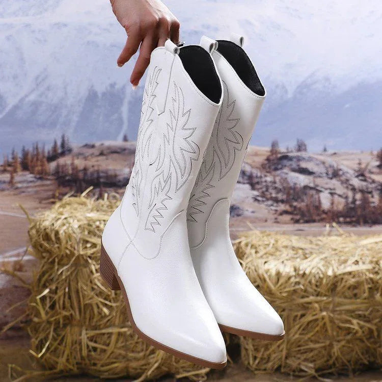 Tribal Pattern Ankle Boots Damen Embroidery Stiefel