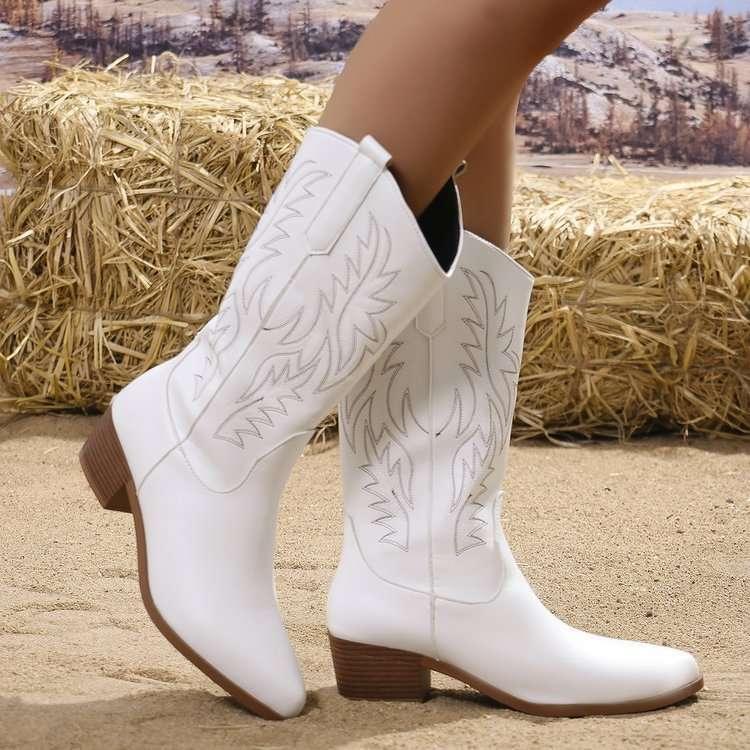 Tribal Pattern Ankle Boots Damen Embroidery Stiefel