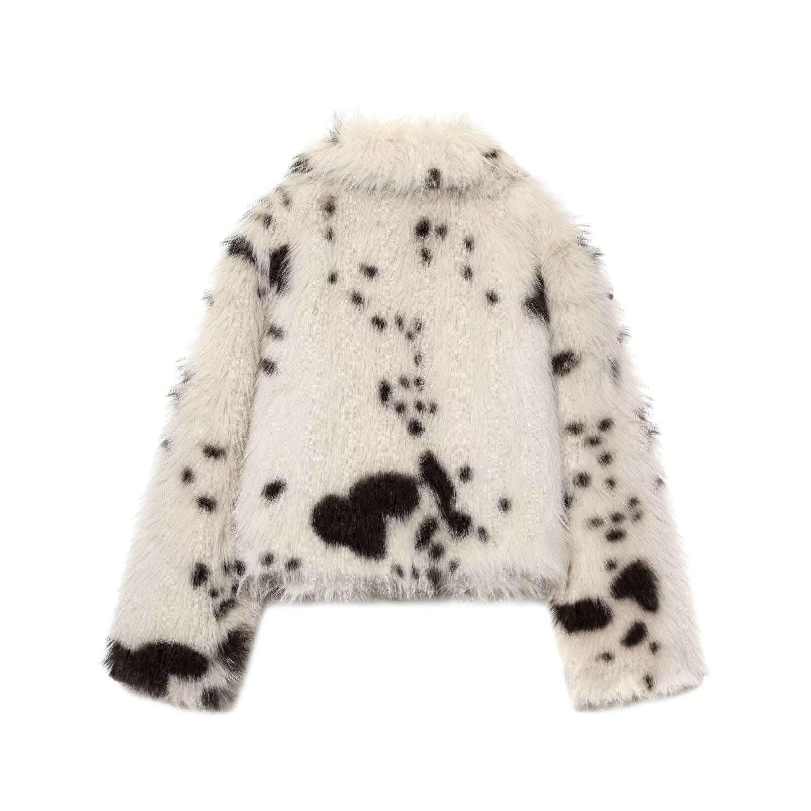 Women's collar long sleeved faux fur effect jacket - tif-shop24.de