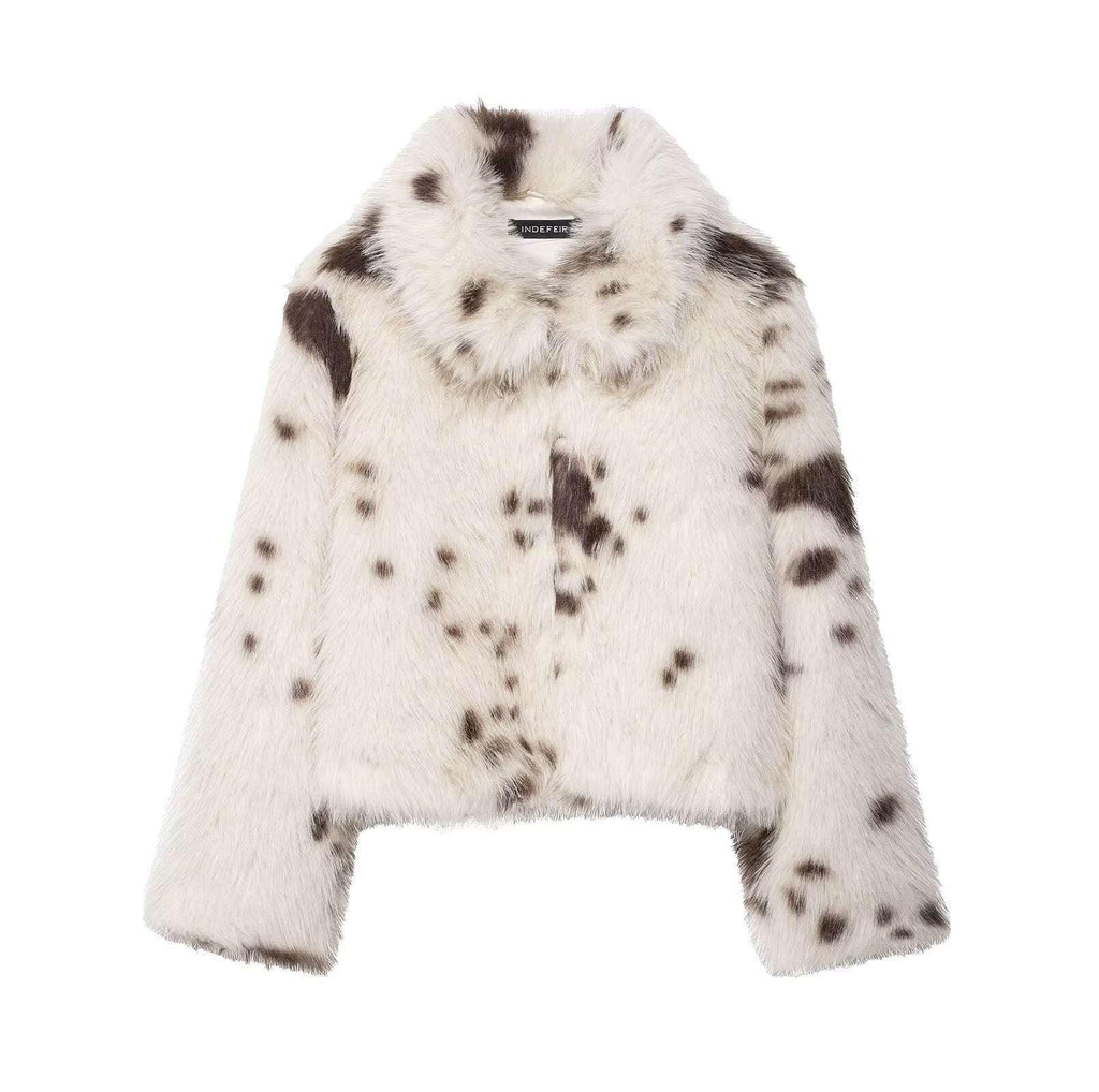 Women's collar long sleeved faux fur effect jacket - tif-shop24.de