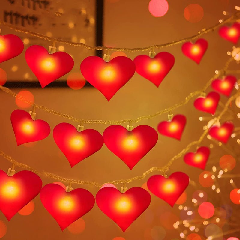1 Pack, Rote Liebe Herz Valentinstag Dekorative Lichterketten Romantische Rote Herz Home Decor Lichterketten (Batterie Nicht Enthalten) - tif-shop24.de