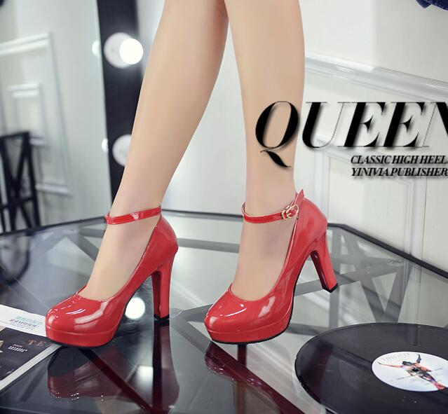 10.5cm Work Shoes Women Black Pumps Spring Casual Shoes Female High Heels White / red Weding Shoes 34 40 Plus Size Pumps - tif-shop24.de