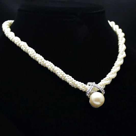 Mode Big Faux Pearl Anhänger Frauen Halsreif Halskette Statement Party Schmuck