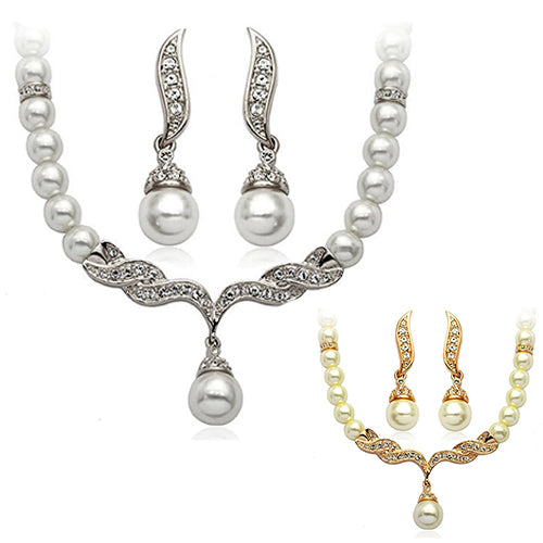 Braut Hochzeit Engel Flügel Kunstperlen Halskette Ohrstecker Ohrringe Schmuck Set