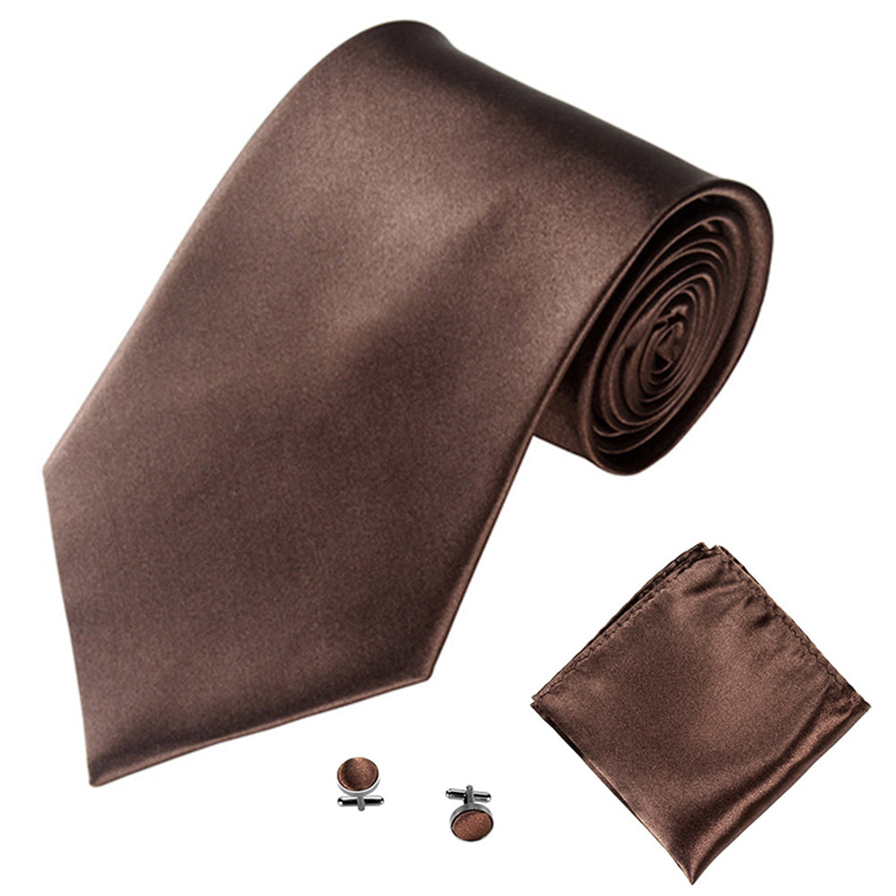 Herrenmode Solid Color Suits Krawatten Krawatte Manschettenknöpfe Taschentuch Set Smoking Anzug