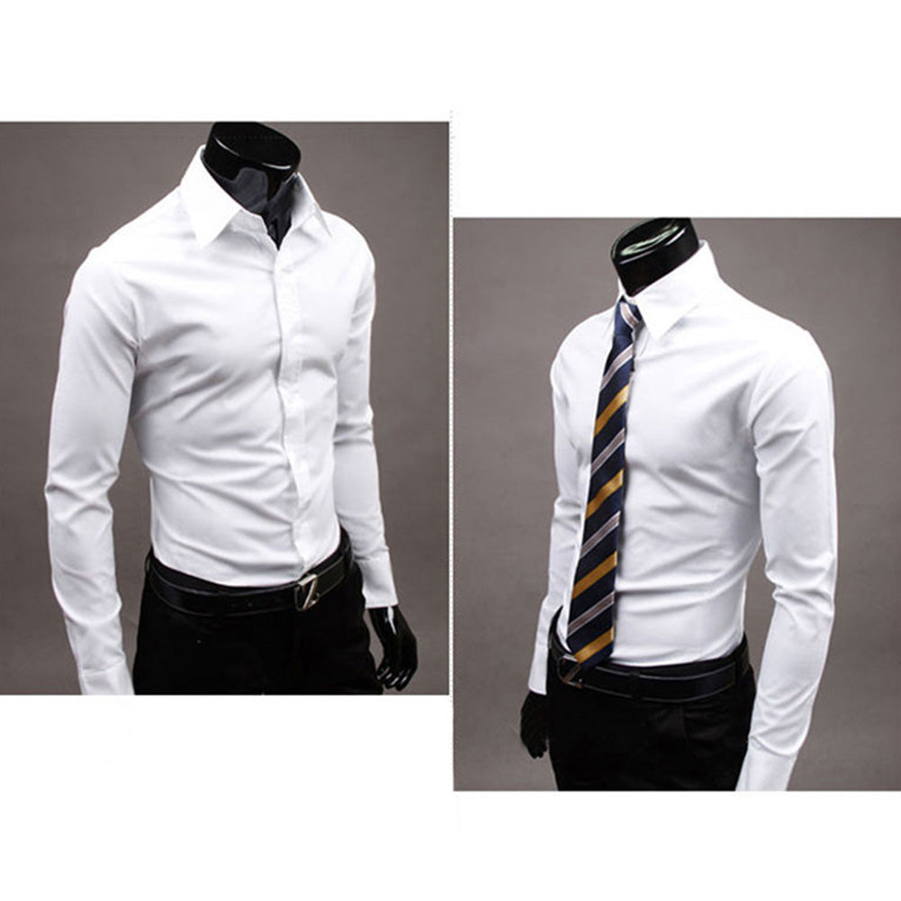Herren Luxus Casual Abendhemd Langarm Slim Fit Business Business Shirts Top tif-shop24.de