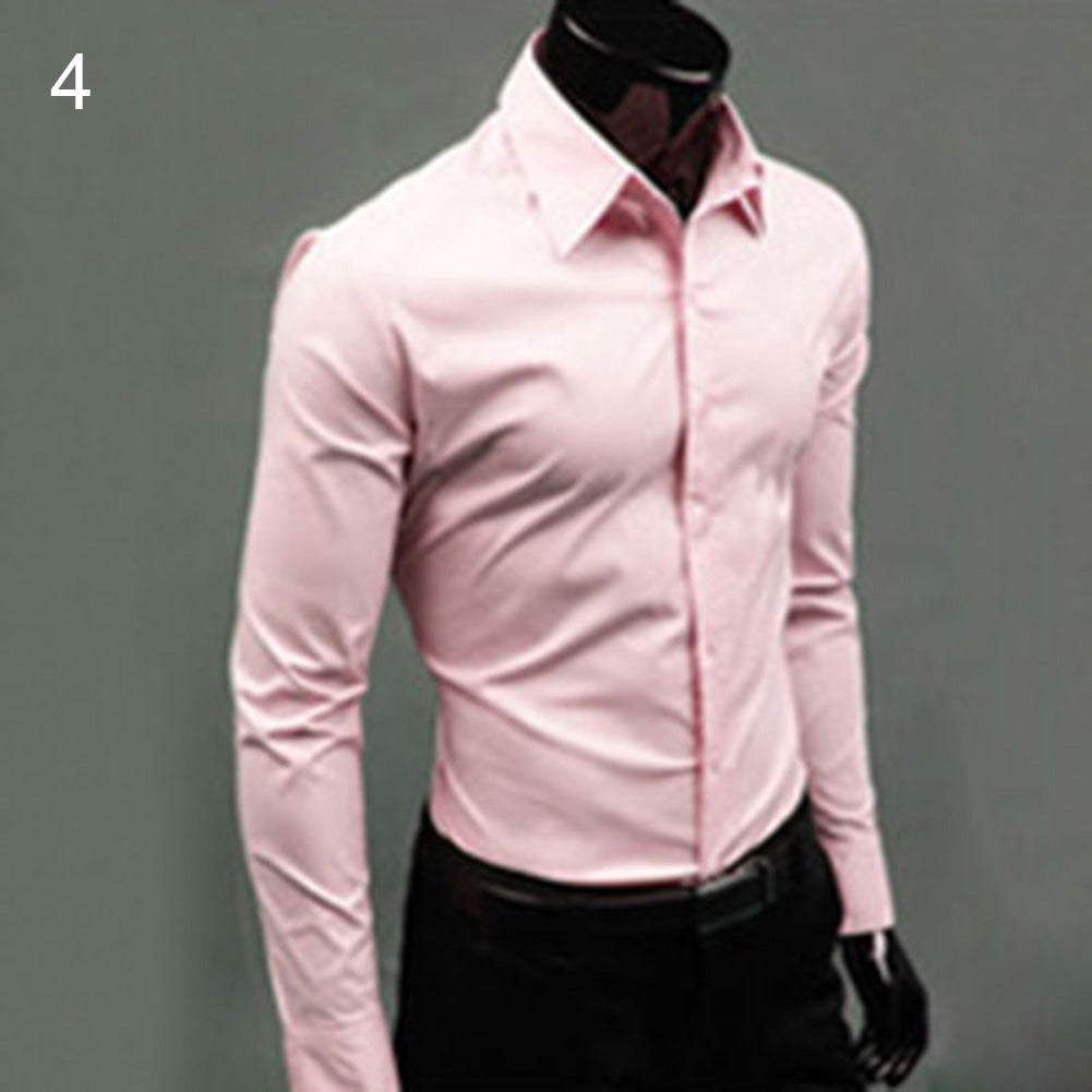 Herren Luxus Casual Abendhemd Langarm Slim Fit Business Business Shirts Top tif-shop24.de