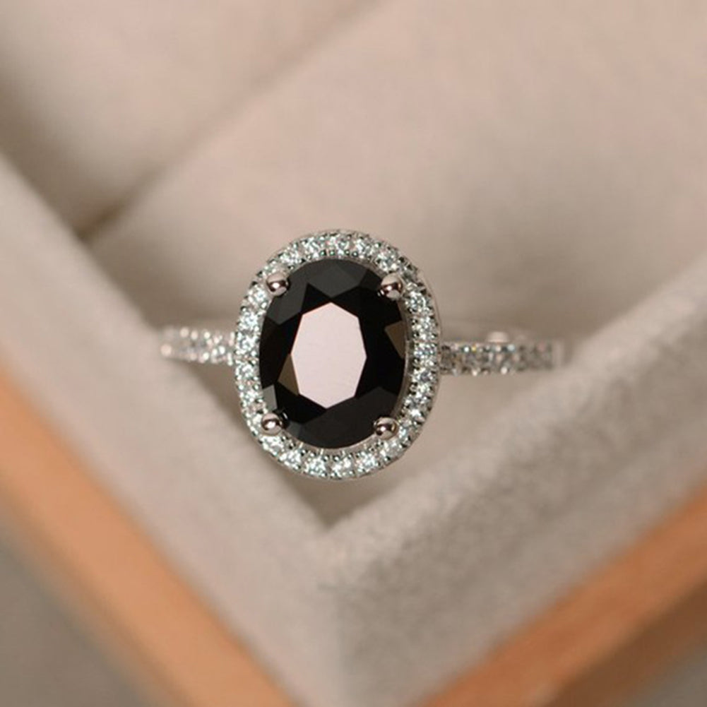 Mode Frauen Oval Zirkonia eingelegt Finger Ring Hochzeit Party Schmuck Geschenk