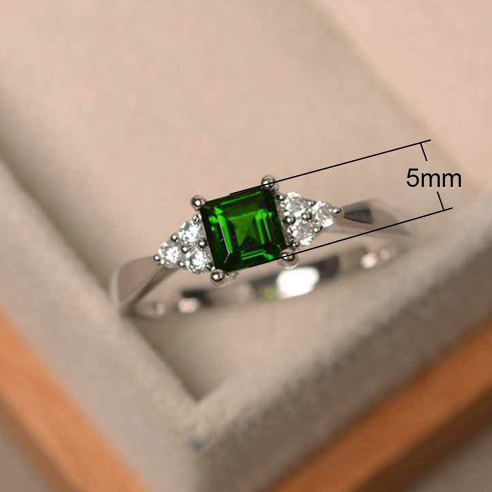 Mode Frauen quadratisch geschnittenen kubischen Zirkonia eingelegten Ring Verlobungsschmuck Geschenk