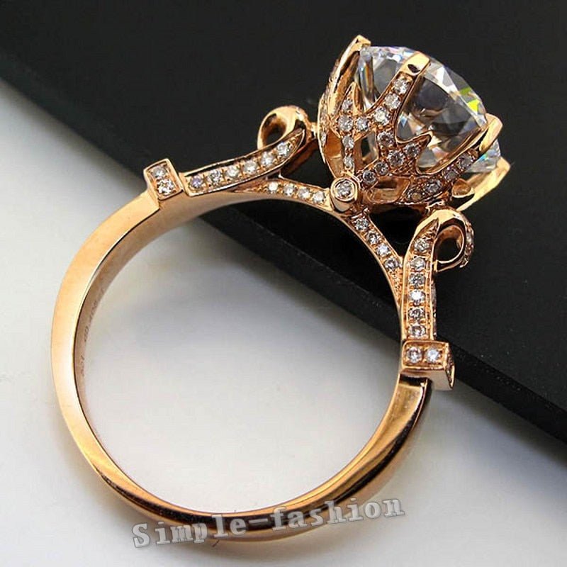 18K Rose Gold Solitaire 3ct Lab Diamant Krone Ring 925 sterling silber, Verlobung, Hochzeit band Ringe Charme schmuck - tif-shop24.de