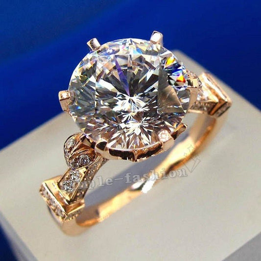 18K Rose Gold Solitaire 3ct Lab Diamant Krone Ring 925 sterling silber, Verlobung, Hochzeit band Ringe Charme schmuck - tif-shop24.de