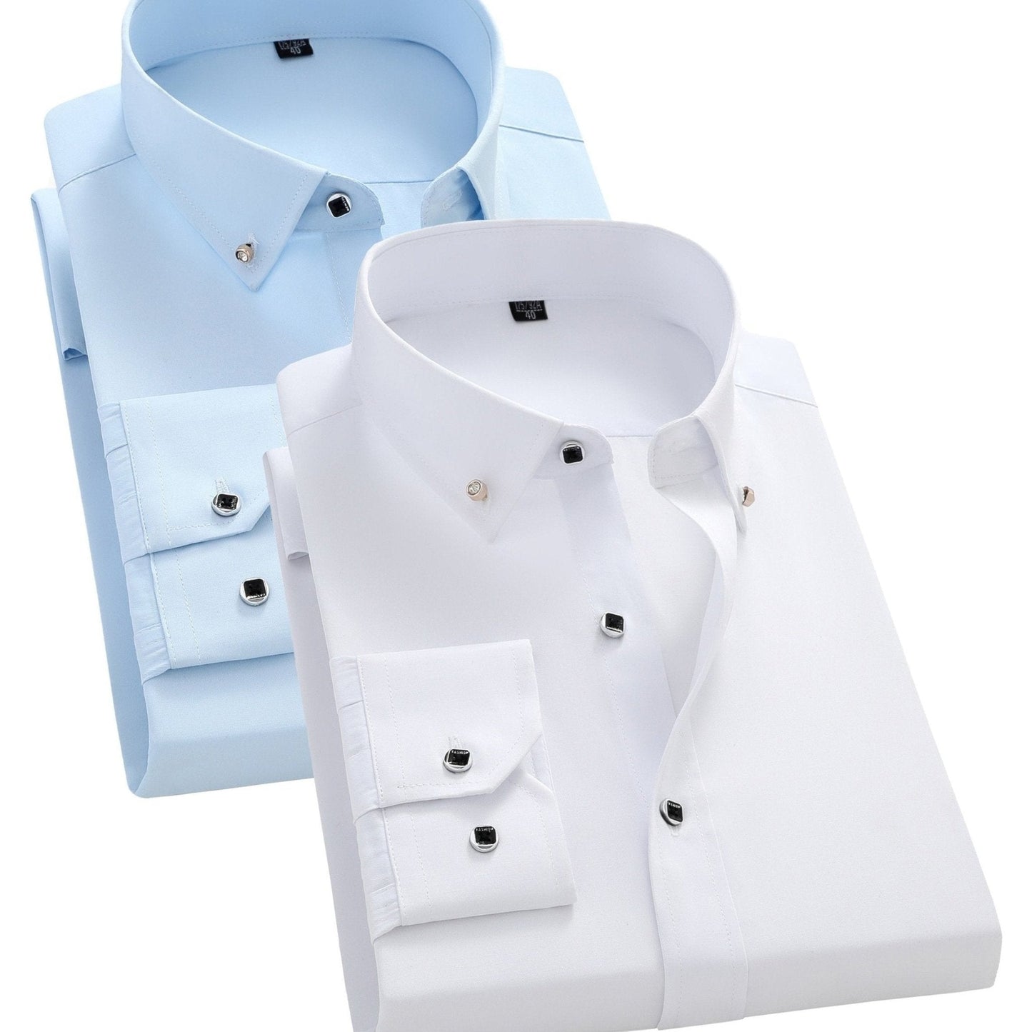 2 Stück Stilvolles Einfarbiges Hemd, Lässiges Atmungsaktives Hemd Mit Revers Und Langen Ärmeln Für Geschäftsaktivitäten - tif-shop24.de