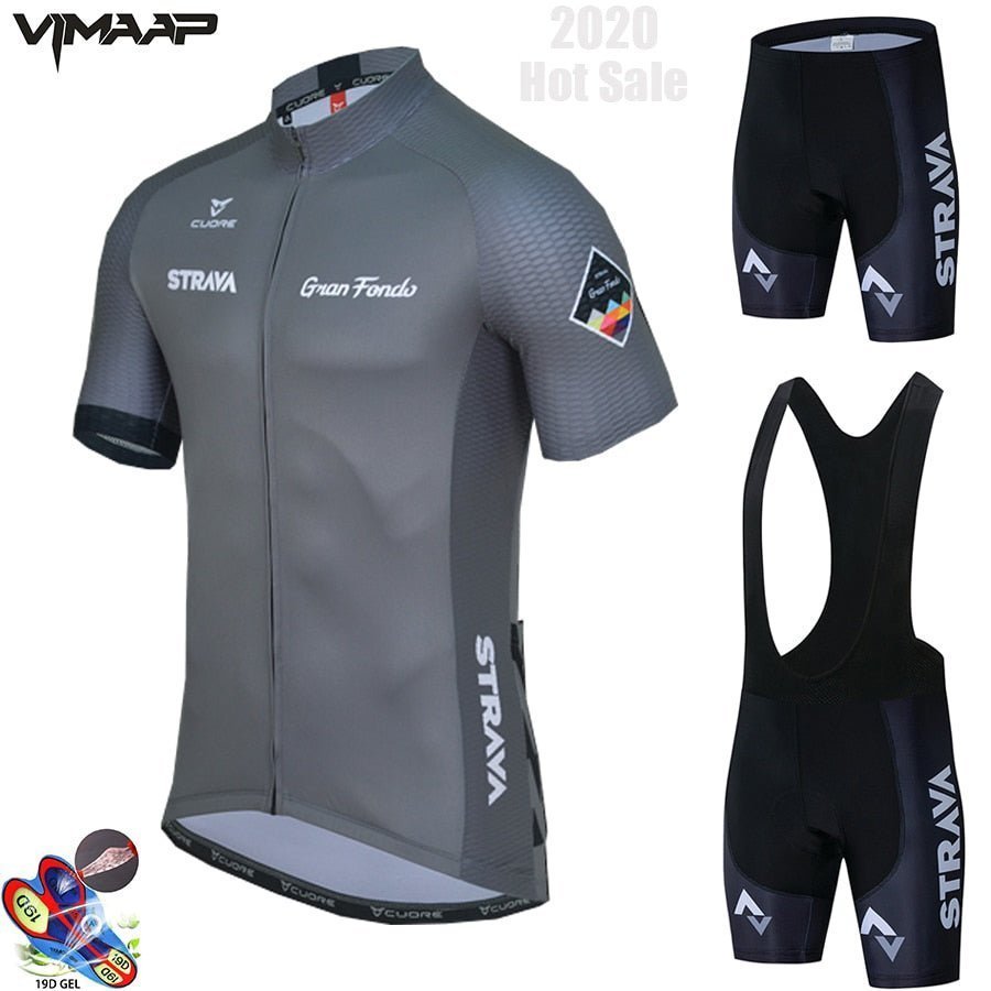 2020 New STRAVA Summer Cycling Jersey Set Breathable Team Racing Sport Bicycle Jersey Mens Cycling Clothing Short Bike Jersey - tif-shop24.de