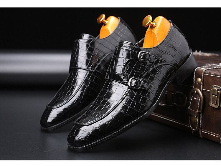 2021 Classic Crocodile Pattern Business Flat Shoes Men Designer Formal Dress Leather Shoes Men's Loafers Christmas Party Shoes - tif-shop24.de