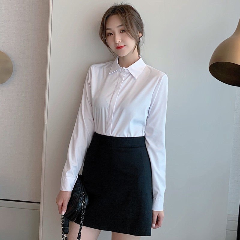 2021 Deeptown weiße HemdProfessional Plus Size Button Tops Bürokleidung Damen Koreanische Langarm Blushing Blusen 5XL - tif-shop24.de