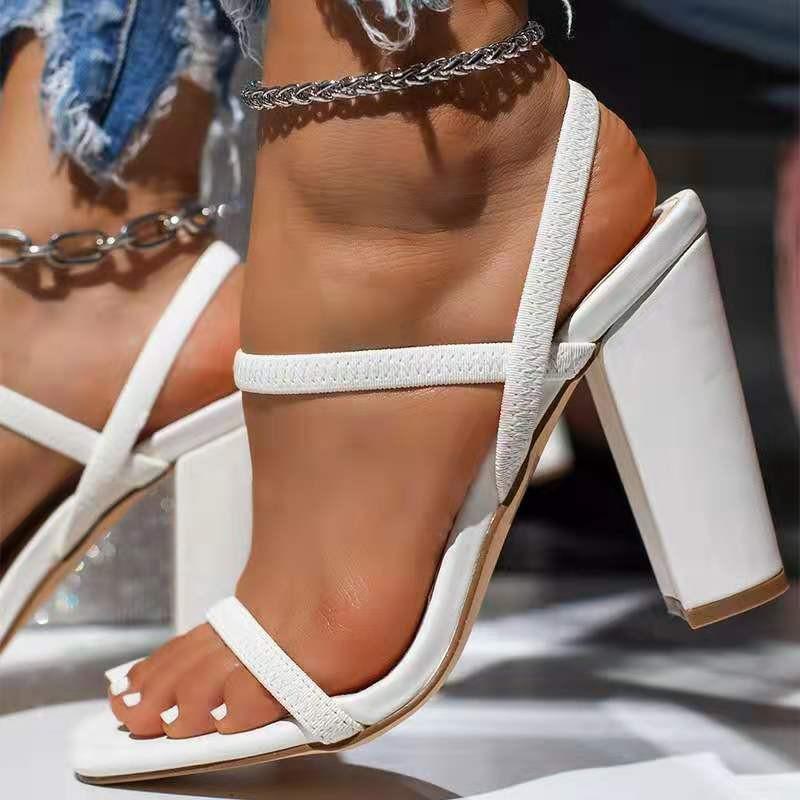2021 frauen Sandalen Pumpen Sommer Mode Offene spitze High Heels Schuhe Weibliche Dicken Absätzen Partei Casual - tif-shop24.de