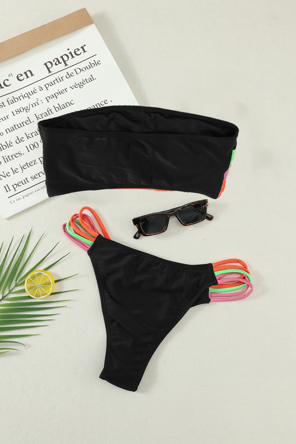 Farbige Streifen Bandeau Bikini Set tif-shop24.de