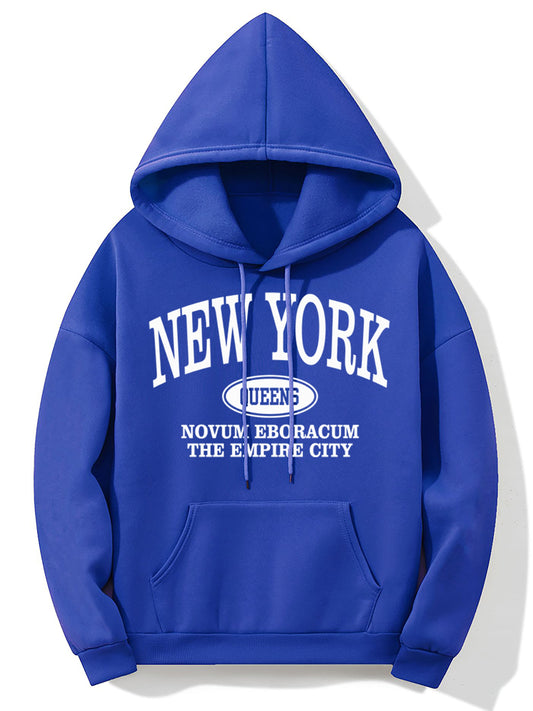 New York Letter Print Kangaroo Pocket Lässiges Langärmliges Kapuzenpullover