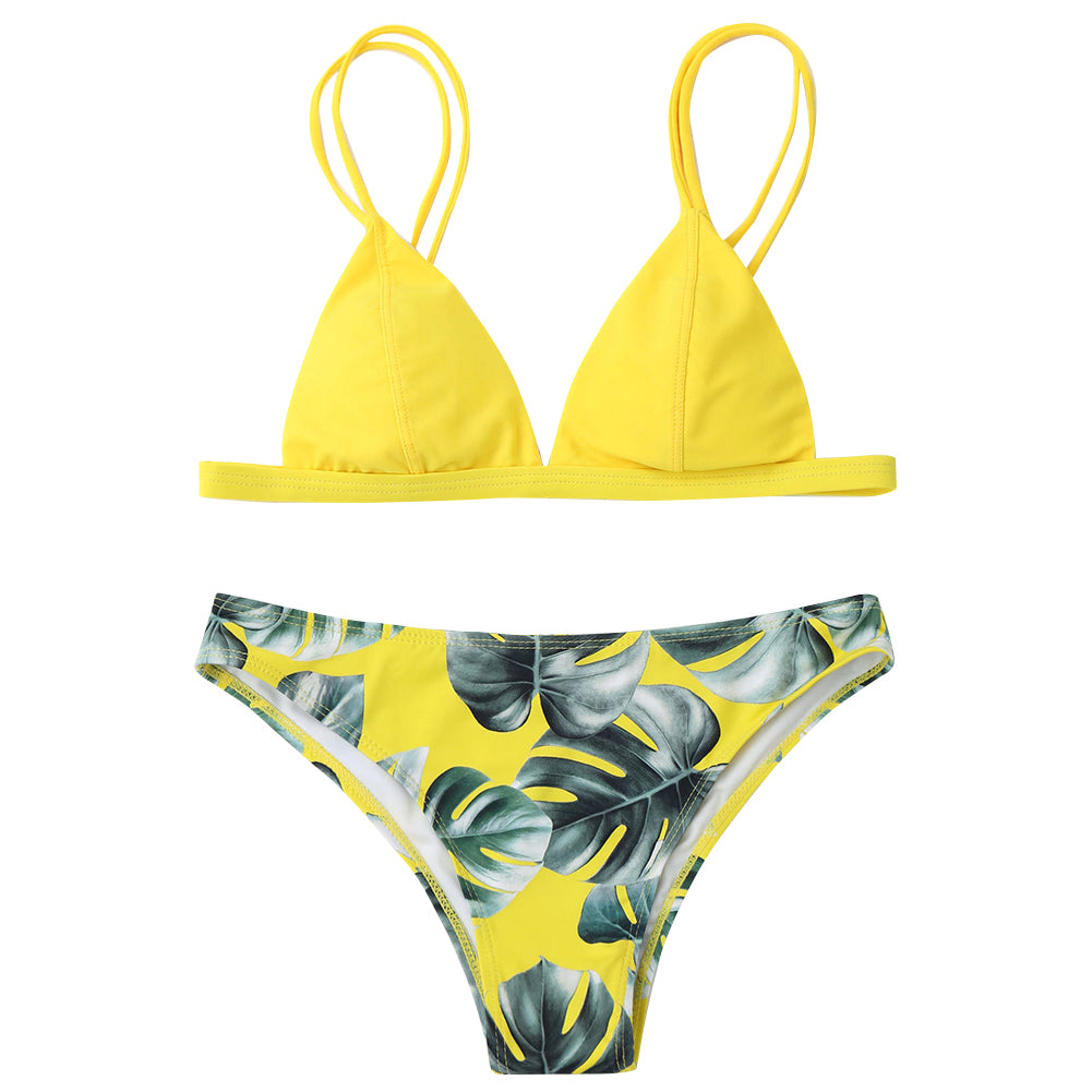 Summer Sexy Brazilian Women Bikini Set Plam Leaf Print Beach Bathing Swimsuit tif-shop24.de