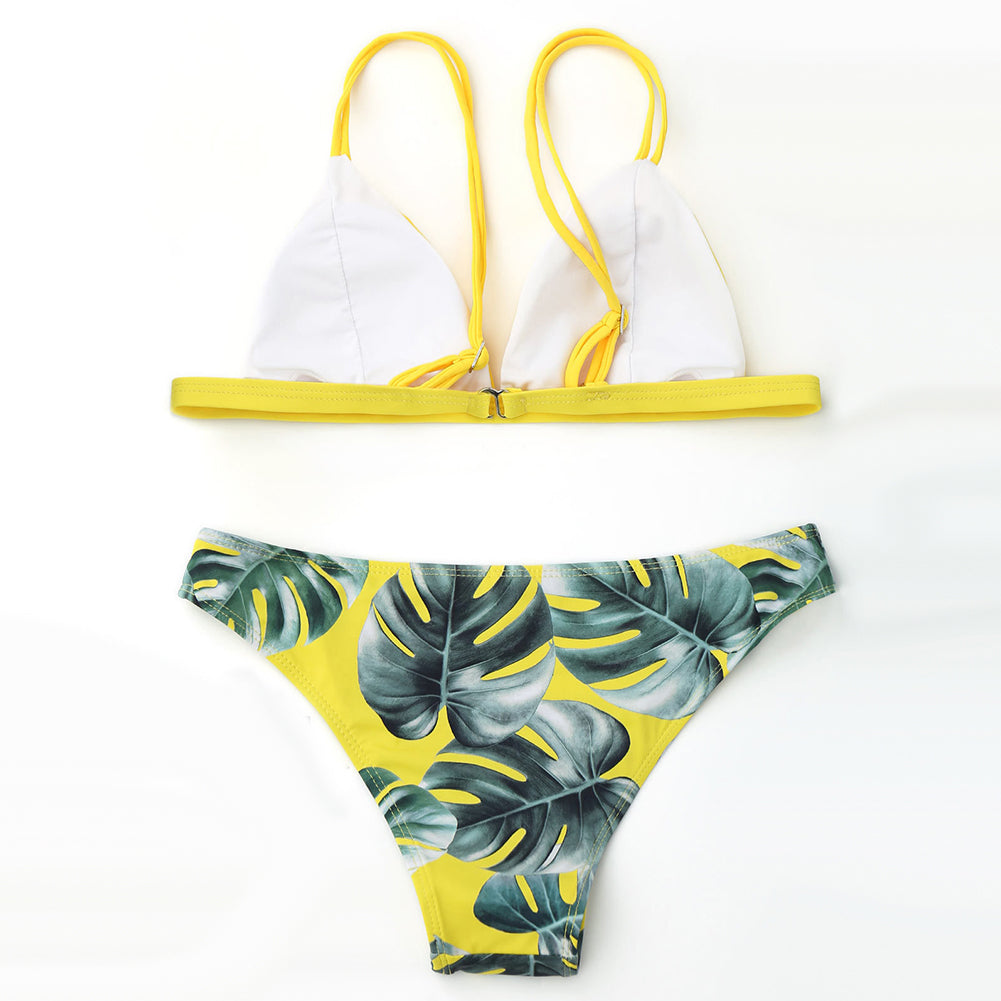 Summer Sexy Brazilian Women Bikini Set Plam Leaf Print Beach Bathing Swimsuit tif-shop24.de