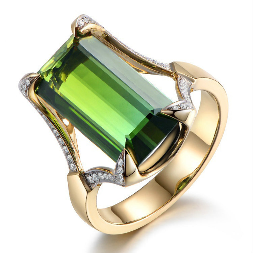 Mode Green Faux Edelstein Strass Frauen Finger Ring Charming Schmuck Geschenk