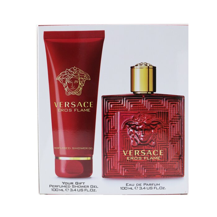VERSACE - Eros Flame Coffret: Eau De Parfum Spray 100ml/3.4oz + Shower Gel Versace
