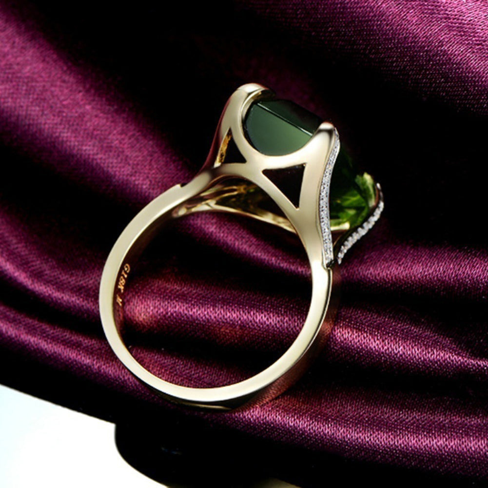 Mode Green Faux Edelstein Strass Frauen Finger Ring Charming Schmuck Geschenk