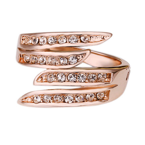 Damen Mode Luxus Rose Gold vergoldet Strass Hochzeit Party Schmuck Ring
