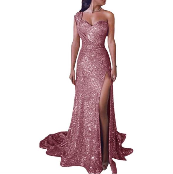 Frauen Pailletten Kleid Prom Frauen Sexy Party Gold Sommerkleid  V-Ausschnitt Kleid Abiye Gece Elbisesi