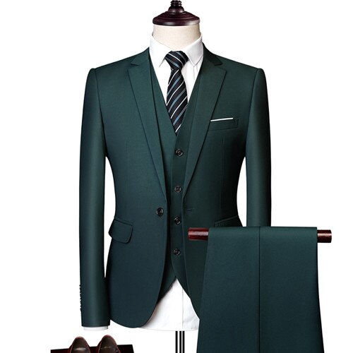 Luxus Herren Business Hochzeit 3-teiliges Set (Blazer + Hosen + Weste) Marke Herren Anzug 11 Farboptionen Herren Abendanzüge Plus Size S-6XL tif-shop24.de