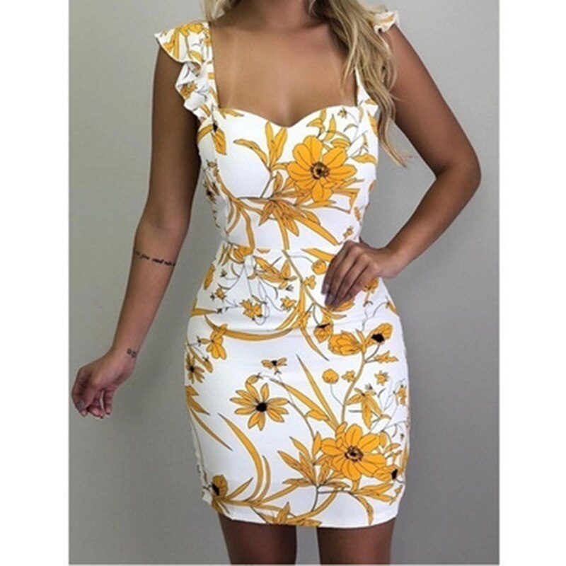 Spaghetti Vestidos Blumen Gedruckt Backless Sexy  Kleider Plus Größe tif-shop24.de