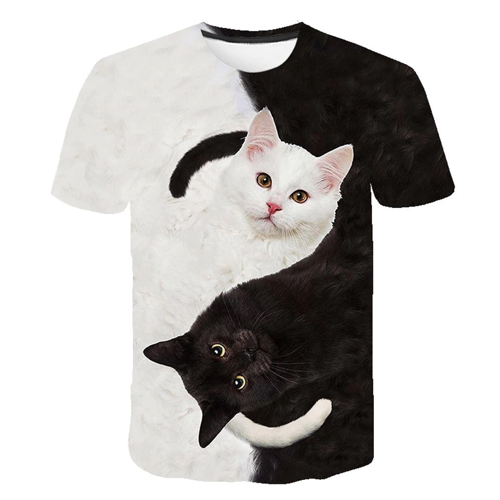 Kühle T-shirt 3d T-Shirt Drucken zwei Katze Kurzarm Sommer Tops tif-shop24.de