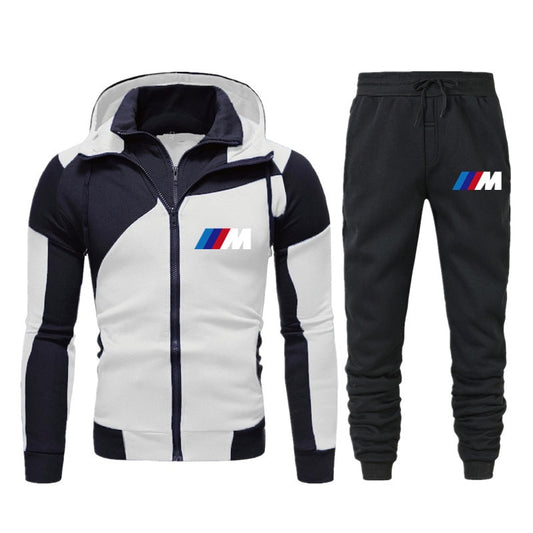 Neue Herren Herbst Winter BMW Drucksets Reißverschluss Hoodies Hose Zweiteiliger Freizeitanzug Herren Sportbekleidung Trainingsanzug