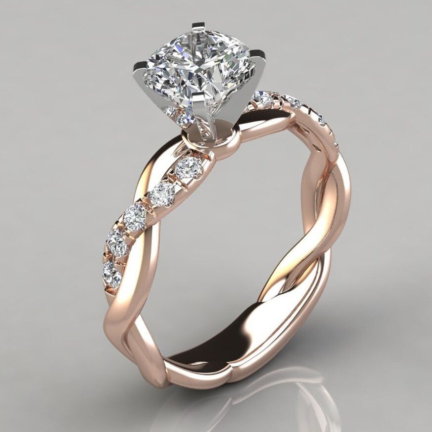 DIWENFU 14 K Rose Gold Weiß 1 Carat FL Diamant Ring Silber 925 Schmuck Edelstein 14 K Gold schmuck Diamant Ring Box tif-shop24.de