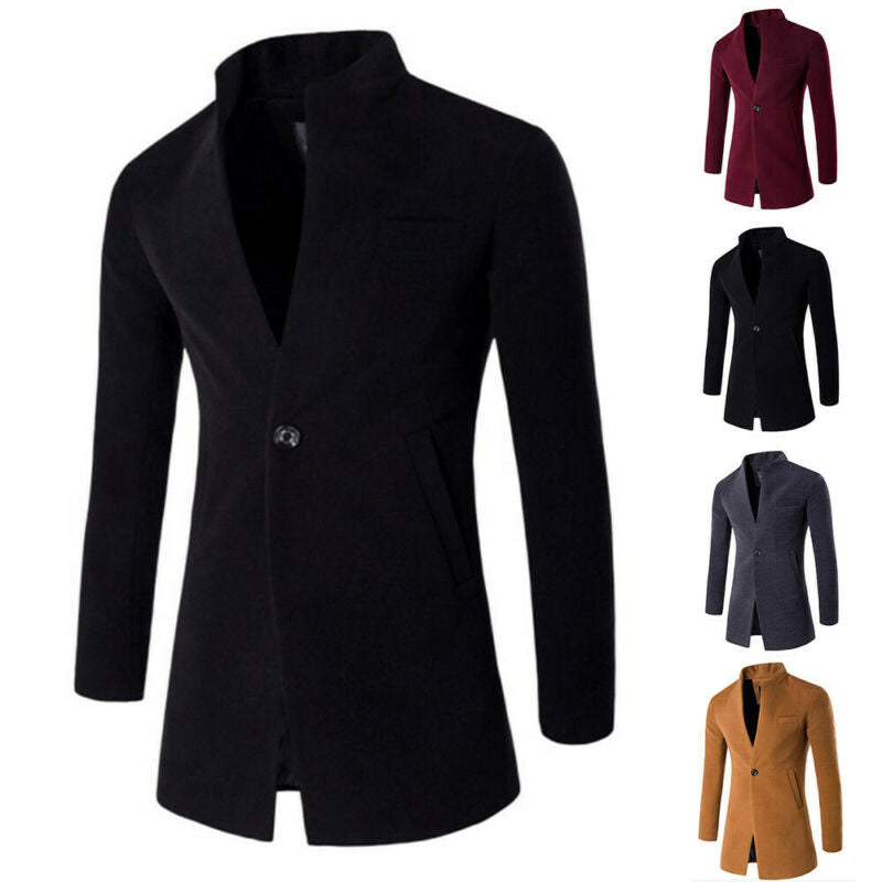 Plain One Button Pocket Coat Casual Outdoor Overcoat Warm Winter Solid Color Fashion V-Ausschnitt Tops für Mann Hot tif-shop24.de