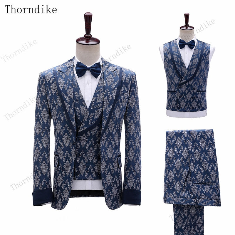 Thorndike  Fashion Party Kostüme Herren Hochzeit Jacke Sänger 3-teiliger Anzug
