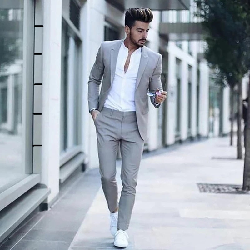 Casual Mode Luxuriöse Business  Anzug für Hochzeit Party Smoking Slim Fit Spitze Revers tif-shop24.de