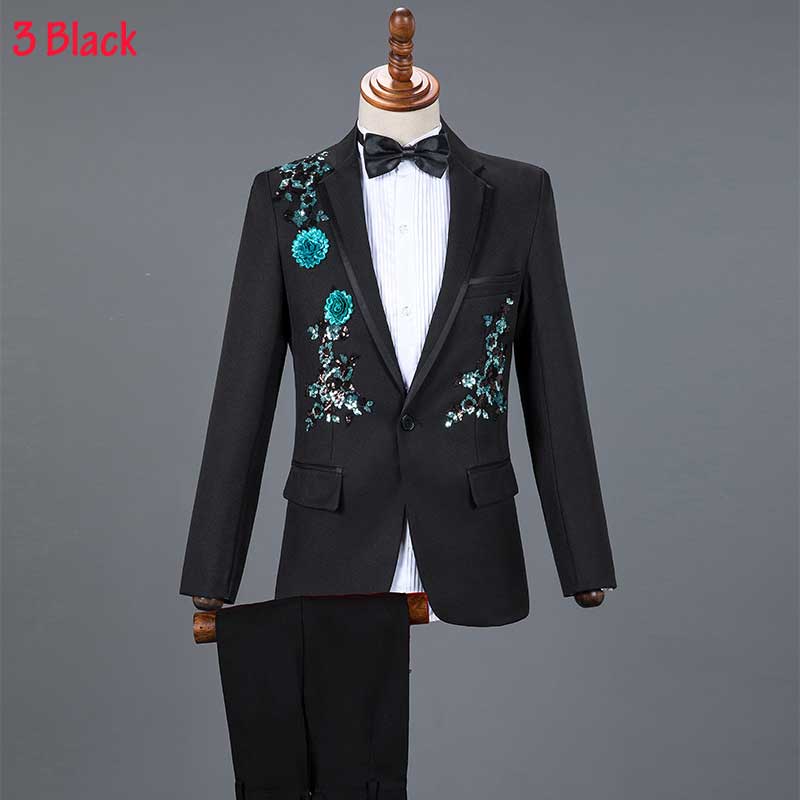 Weiß Sparkly Kristalle Stickerei Anzüge Mit Hosen Hochzeit Bräutigam Smoking Anzug Stehen Kragen Bühne Kostüm Homme Mariage tif-shop24.de