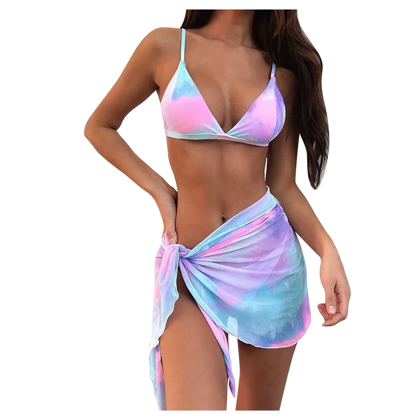 2021 Tie Dye Bedruckter Badeanzug mit hoher Taille und dreiteiliger Umschlagrock im Strick-Bikini  Mode-Badeanzug tif-shop24.de