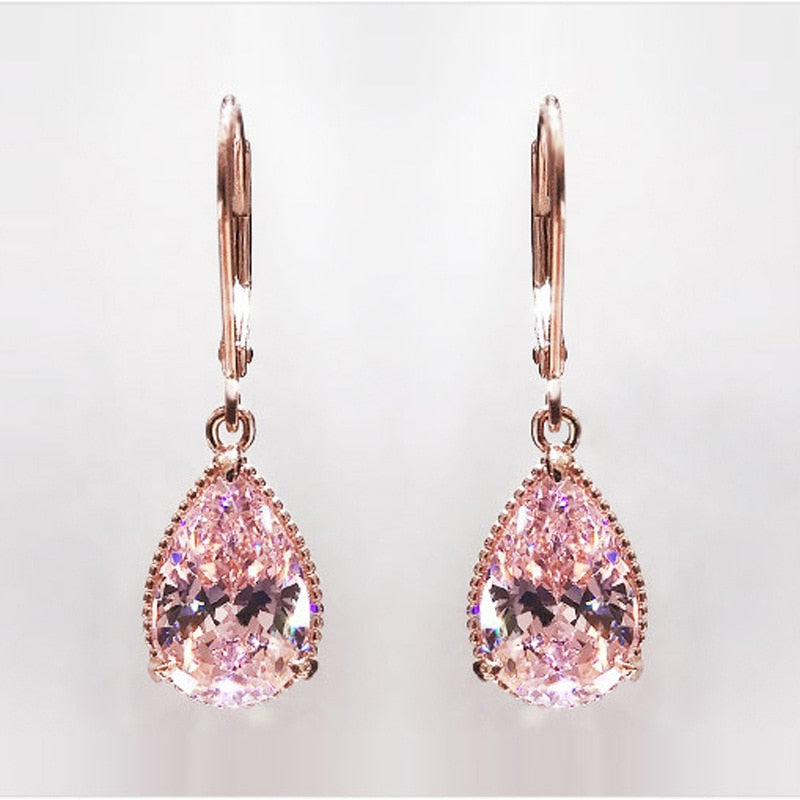 Echt 14K Rose Gold Diamant tropfen Ohrring Rosa Topaz Edelstein Ohrringe Bizuteria tif-shop24.de