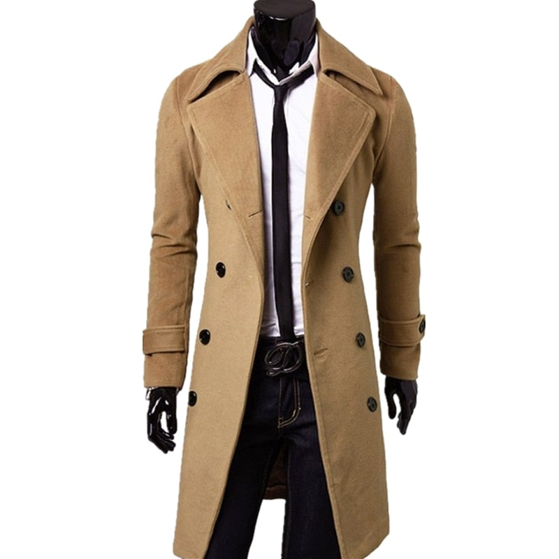 BOLUBAO Winter Casual Trench Coat Mid-Length British Slim Jacket Double-Breasted Solid Color Trench Coat tif-shop24.de