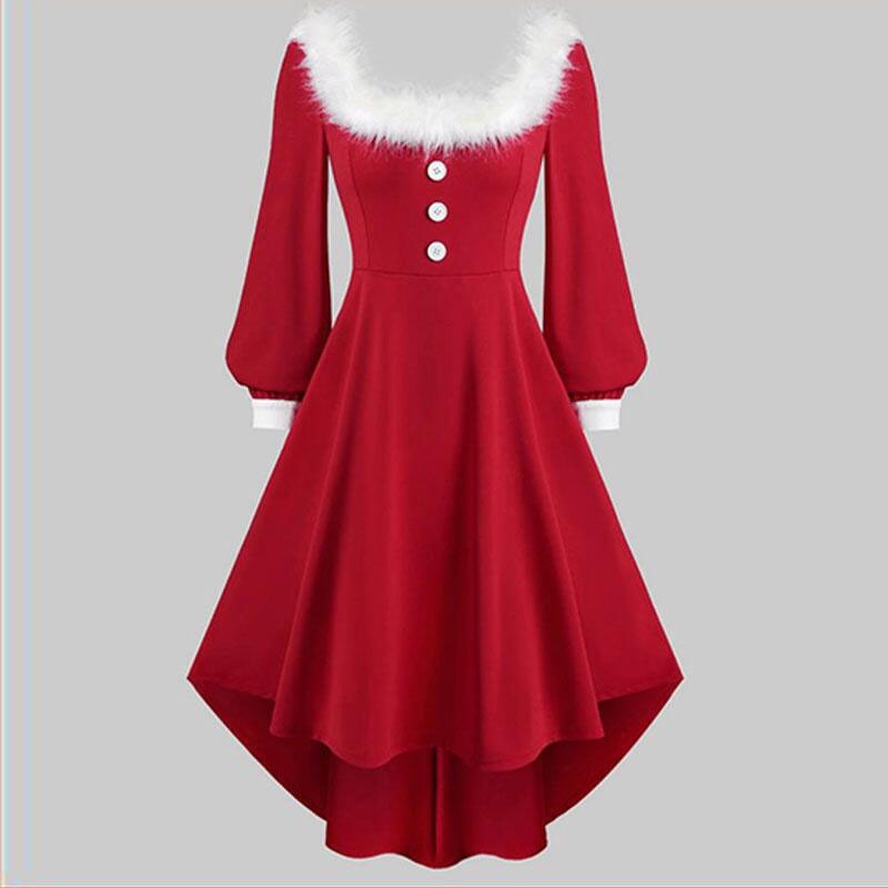 Elegant Winter Christmas Dress Women Sexy Sleeveless Deep V Neck Off Shoulder Midi Party Sundress Robe
