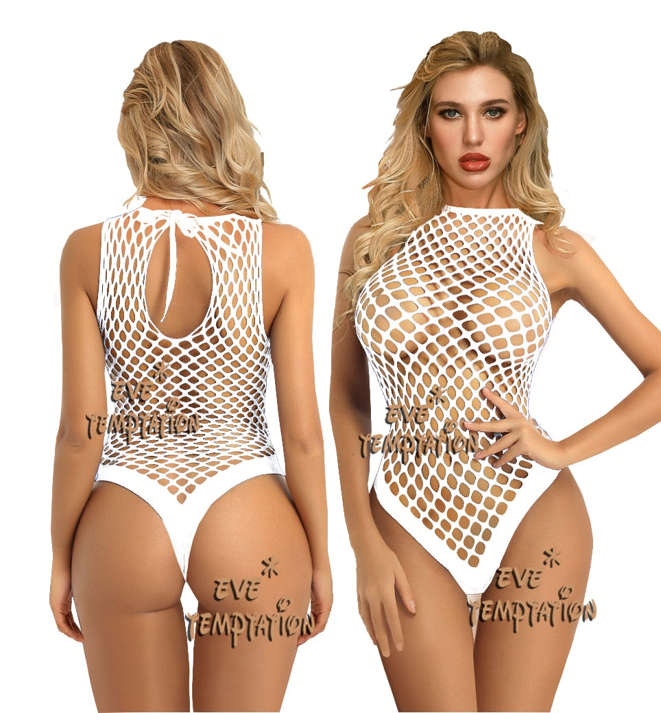 Sexy Nachtwäsche Dessous Babydoll Mesh Body Stocking Temptation Catsuit Trägerloser