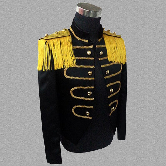 Gothic Herren Epaulette Blazer Vintage Steampunk Schlagzeuger Anzug Jacke Rock Kleid Uniform Stage Drama Halloween Kostüm Homme Blazer tif-shop24.de