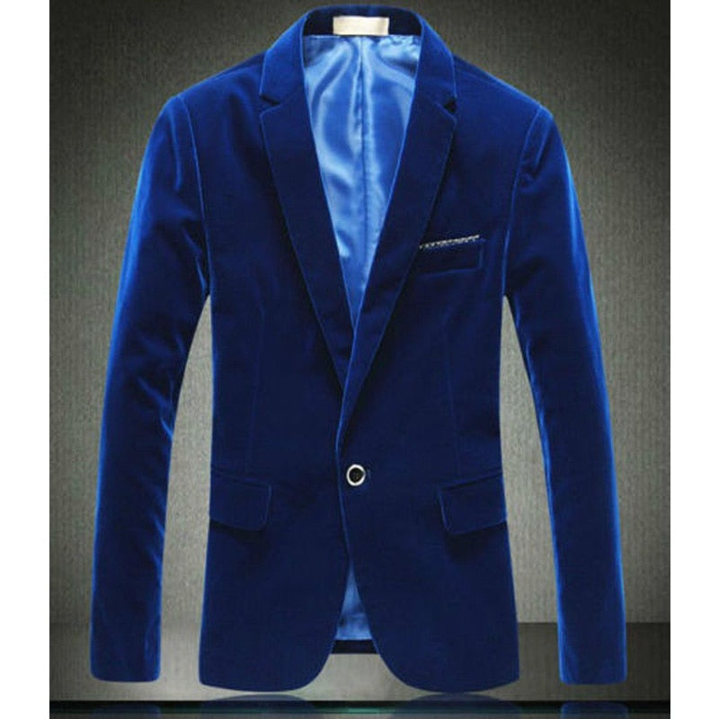 2021 Royal Blue Velvet Blazer für Herren Boyfriend Kostüme Casual Style Dinner Coat Prom Party Anzug Jacke Mode Kleidung