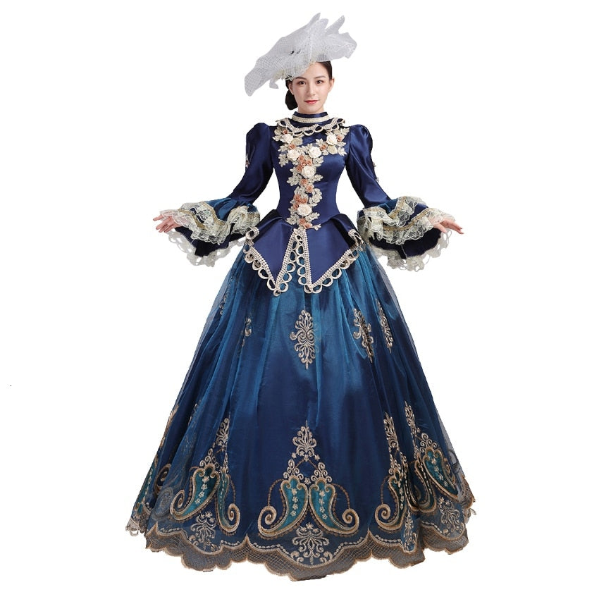 Mittelalterliche Kleidung Rokoko Barock Marie Antoinette blaue Ball Kleider 18. Jahrhundert Renaissance historische Zeit Kleid für Frauen tif-shop24.de
