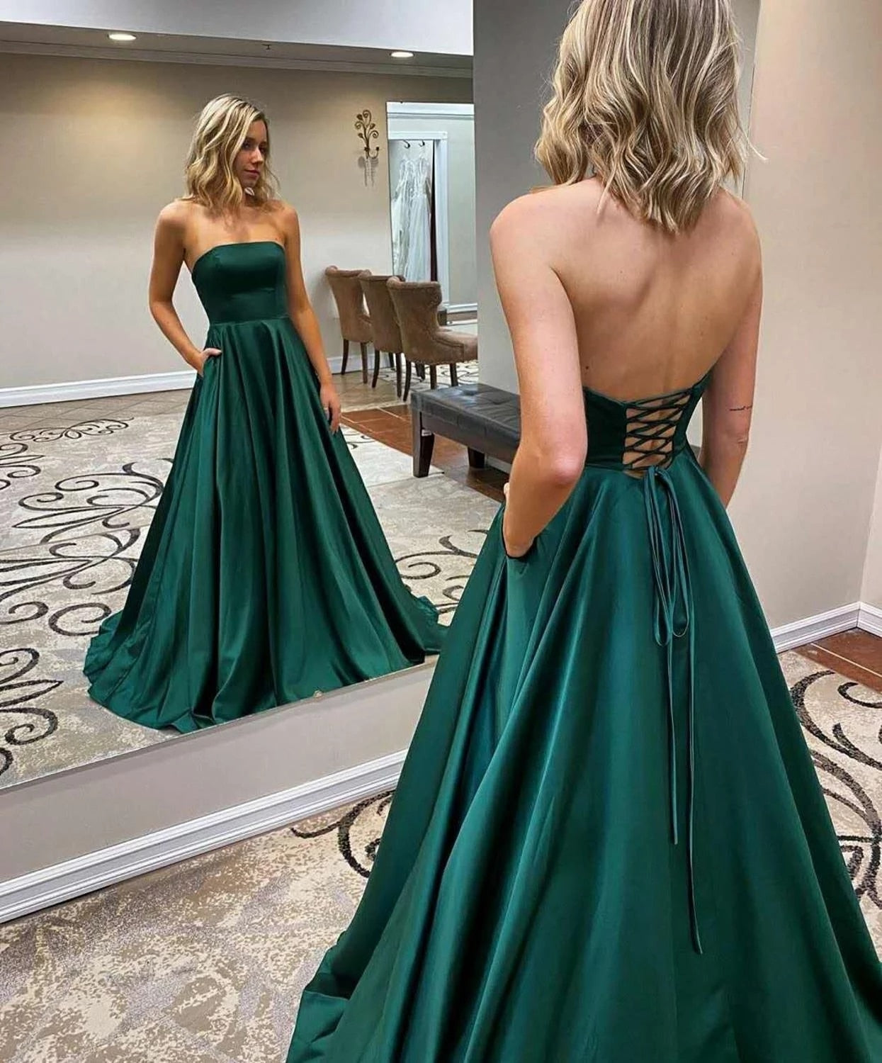 LUXIYIAO LO174 Lange Satin Grün Prom Kleider mit Taschen Liebsten Maxi Korsett Zurück Formale Homecoming Party Kleider tif-shop24.de